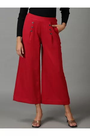 SHOWOFF Women Relaxed Straight Fit High-Rise Pleated Culottes