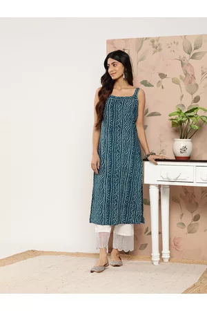 Varanga Women Bandhani Printed Gotta Patti Indigo Kurta