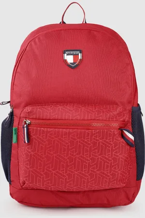 Tommy Hilfiger Unisex Red Geometric Print Applique Backpack