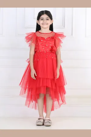 Toy Balloon Kids Girls High-Low Embellished Net Fit & Flare Dress