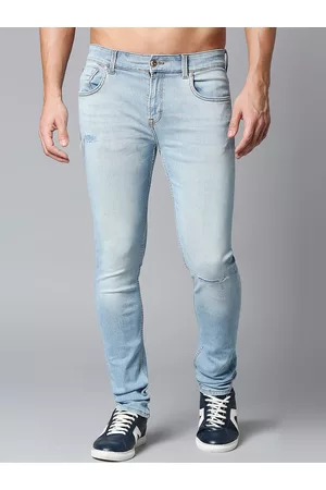 SPYKAR Men Slim Fit Low-Rise Mildly Distressed Light Fade Stretchable Cotton Jeans