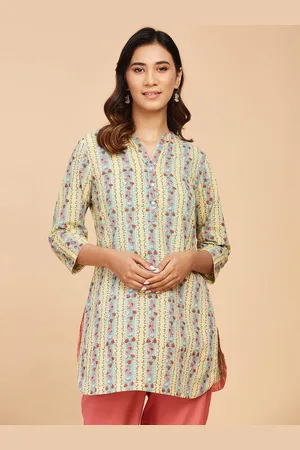 Fabindia Mandarin Collar Floral Printed Kurta