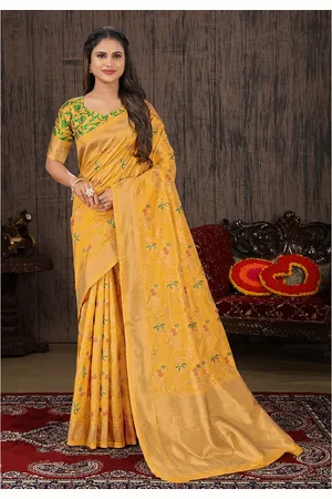 MONJOLIKA FASHION Floral Woven Design Zari Banarasi Saree