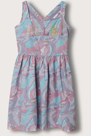 Elle Abstract Printed Pure Cotton Fit & Flare Dress
