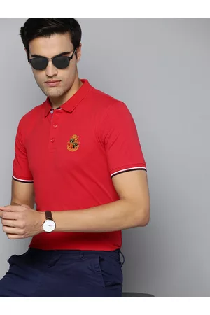 Indian Terrain Men Polo Collar Applique T-shirt