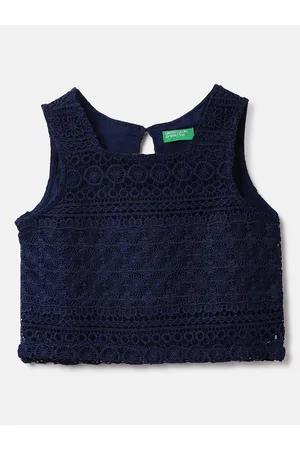 Benetton Infant Girls Lace Inserts Sleeveless Cotton Top