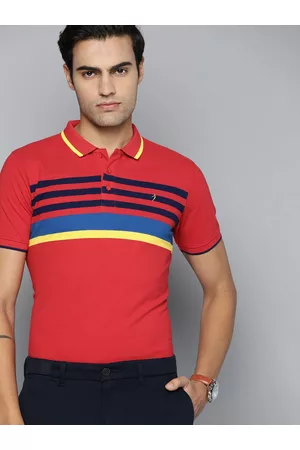 Indian Terrain Men Striped Polo Collar T-shirt
