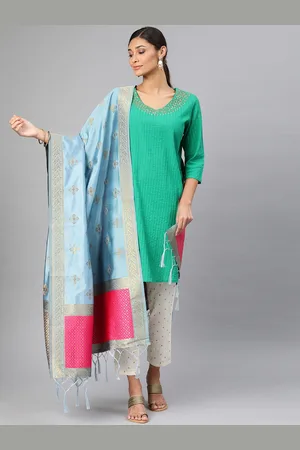 Mimosa Blue & Gold-Toned Woven Design Dupatta