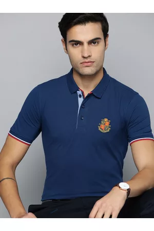 Indian Terrain Men Polo Collar Applique T-shirt