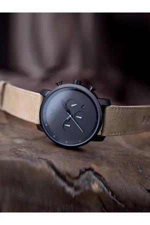 MVMT Men Grey Leather Chronograph Watch D-MC01GML