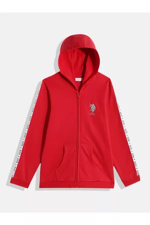 Ralph Lauren Girls Red Brand Logo Embroidered Hooded Sweatshirt