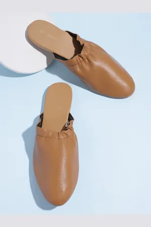 Mast & Harbour Women Tan Brown Textured Mules
