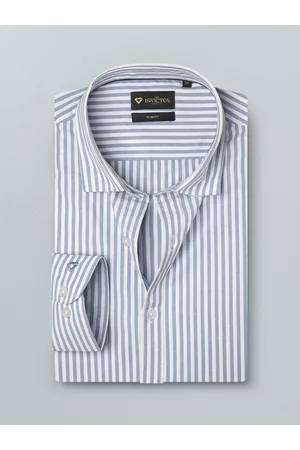 Invictus Men Easy Care Blue Bengal Stripes Striped Sustainable Formal Shirt