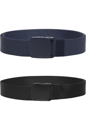 ZORO Men Pack Of 2 Textured Slider Plastic And Anti Allergy Buckle Canvas Wide Belts