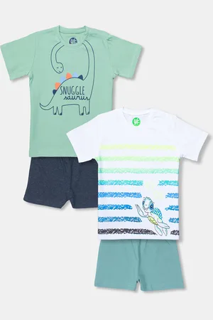 YK Infant Boys Pack of 2 Printed Pure Cotton T-shirt with Shorts
