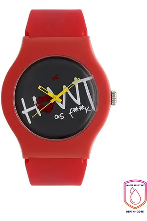 Fastrack Unisex Black Printed Dial & Red Straps Analogue Watch 9915PP74