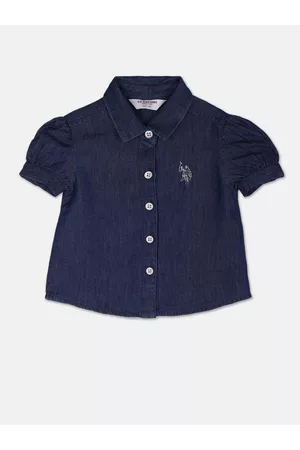 Ralph Lauren Girls Spread Collar Puff Sleeves Pure Cotton Casual Shirt