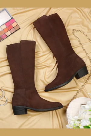 Teakwood Leathers Women Heeled Suede High-Top Regular Boots
