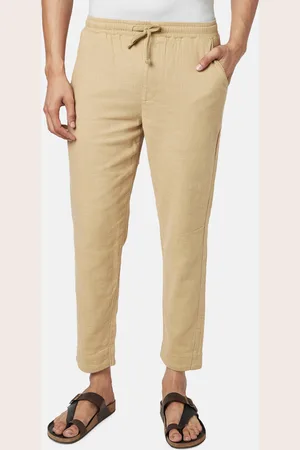Light beige pair of regular fit cotton stretch trousers – Rota SRL