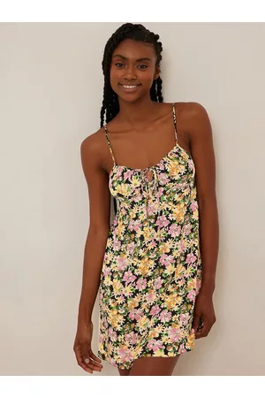 NA-KD Floral Printed Tie-Up Neck Sheath Dress