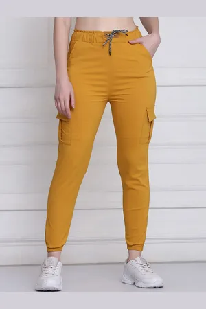 BuyNewTrend Women Yellow Comfort Slim Fit Joggers Trousers