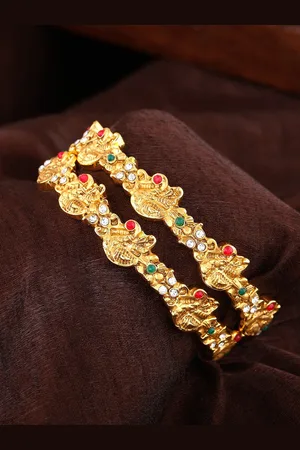 ESTELE Set Of 2 Gold-Plated Crystal Studded Bangles