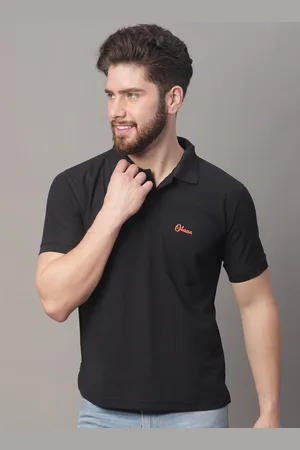 Obaan Men Black Polo Collar T-shirt