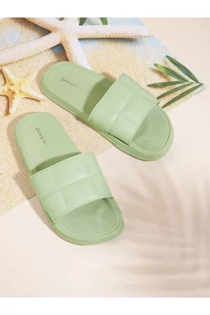 Mast & Harbour Women Sea Green Quilted Sliders