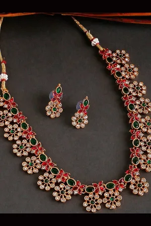 OOMPH Gold-Plated Stone Studded Jewellery Set