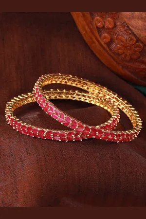 ESTELE Set Of 2 Gold-Plated AD-Studded Bangles