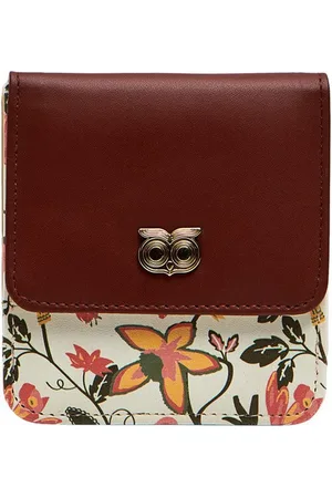 Chumbak Women Brown & White Floral Printed PU Two Fold Wallet