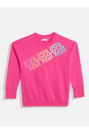 Ralph Lauren Girls Magenta Pink Brand Logo Print Sweatshirt