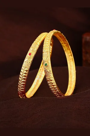 ESTELE Set of 2 Gold-Plated Crystal Studded Bangles