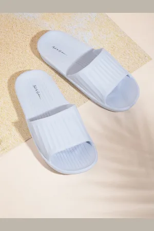 Mast & Harbour Women Blue Self Striped Sliders