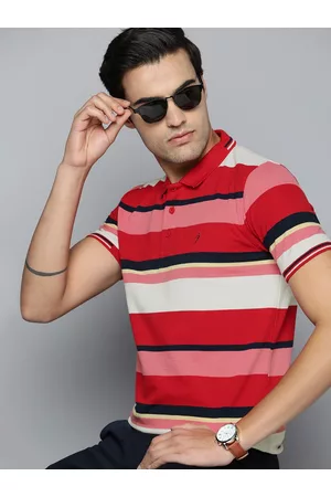 Indian Terrain Men Striped Polo Collar T-shirt