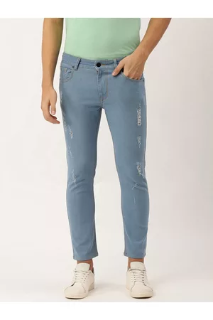 IVOC Men Blue Tapered Fit Mildly Distressed Light Fade Stretchable Jeans