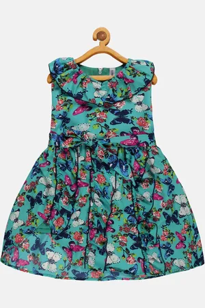 KiddoPanti Girls Floral Printed Georgette Dress