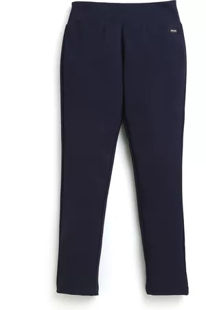 Tiny Girl Girls Navy Blue Solid Cotton Treggings