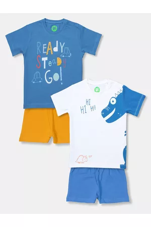 YK Infant Boys Pack of 2 Printed Pure Cotton T-shirt with Shorts