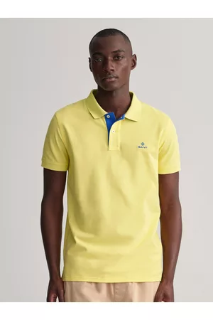 GANT Men Yellow Polo Collar Slim Fit T-shirt