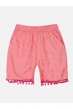 KiddoPanti Girls Mid-Rise Floral Printed Shorts