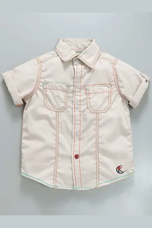KiddoPanti Boys Standard Roll Up Sleeves Pure Cotton Casual Shirt