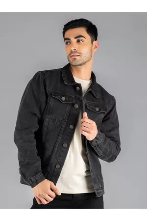 Dennis Lingo Men Black Washed Lightweight Outdoor Denim Jacket