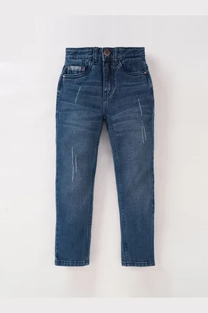 Ed-a-Mamma Boys Slim Fit Low Distress Light Fade Stretchable Cotton Jeans
