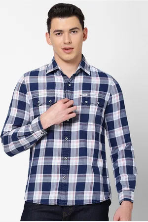 Lee Men White Slim Fit Buffalo Checks Checked Casual Shirt
