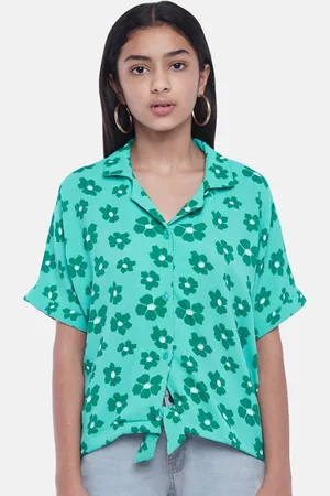Pantaloons Floral Print Extended Sleeves Cotton Shirt Style Top