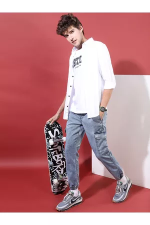 Ketch Men Blue Jogger Heavy Fade Stretchable Jeans