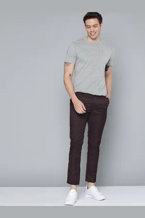 Mast & Harbour Men Burgundy Regular Fit Trousers