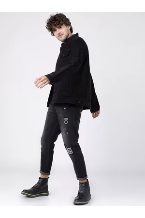 LocoMotive Men Black Tapered Fit Mid-Rise Clean Look Stretchable Jeans