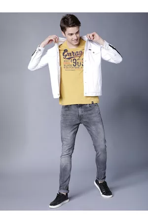 LocoMotive Men Charcoal Grey Slim Fit Mid-Rise Clean Look Stretchable Jeans